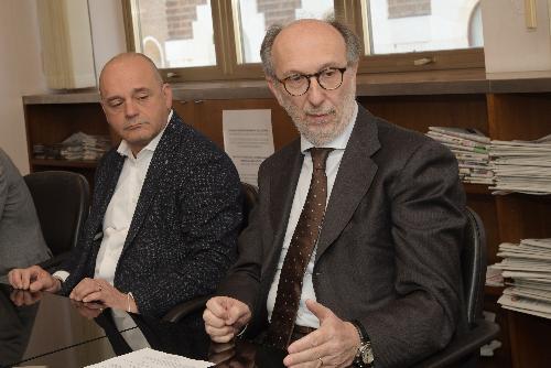 Il vicegovernatore del Friuli Venezia Giulia con delega alla Salute Riccardo Riccardi, e il commissario straordinario dell'Azienda sanitaria AsuiTs Antonio Poggiana